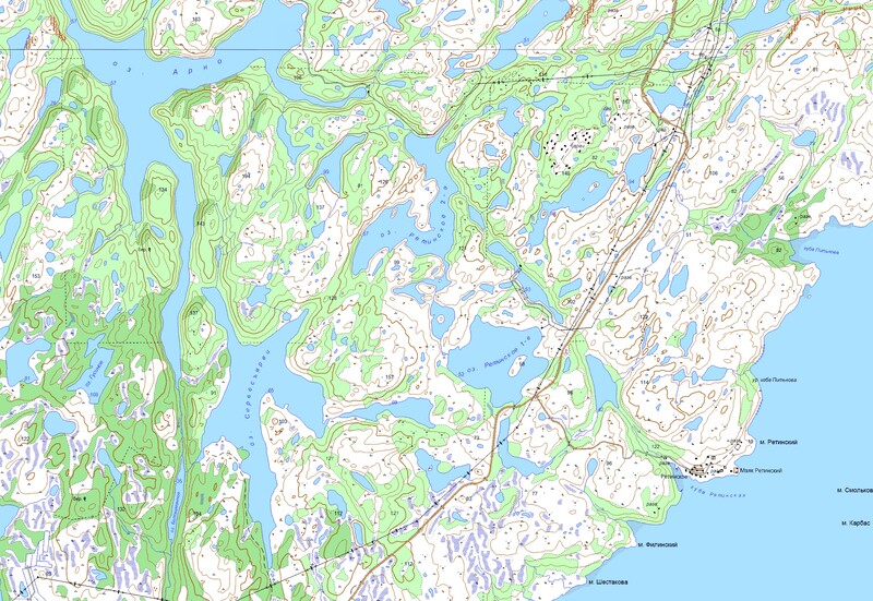 Озеро Ретинское 1-ое и 2-ое карта 