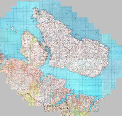 карта Генштаб  полуострове Рыбачий и Средний   в хорошем качестве